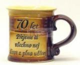 Hrníček hnědý jubileum 70 let "Přejeme ti všechno nej, život z plna užívej"