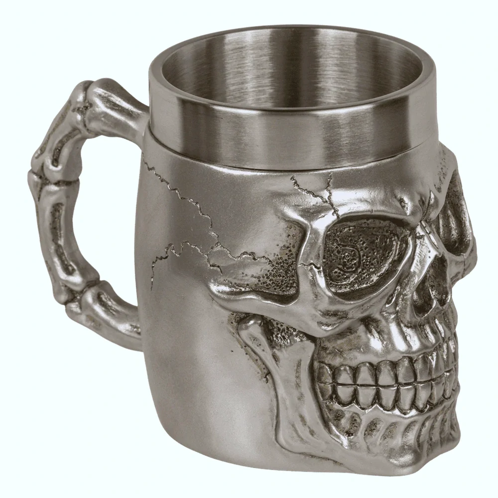 Korbel skull - hladký stříbrný