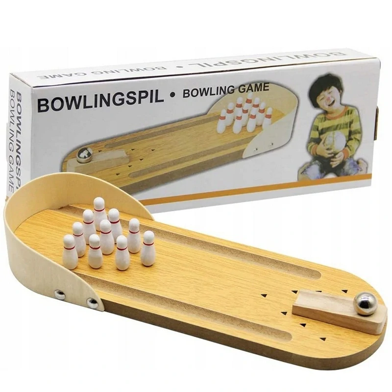 Stolní hra - dřevěný mini bowling