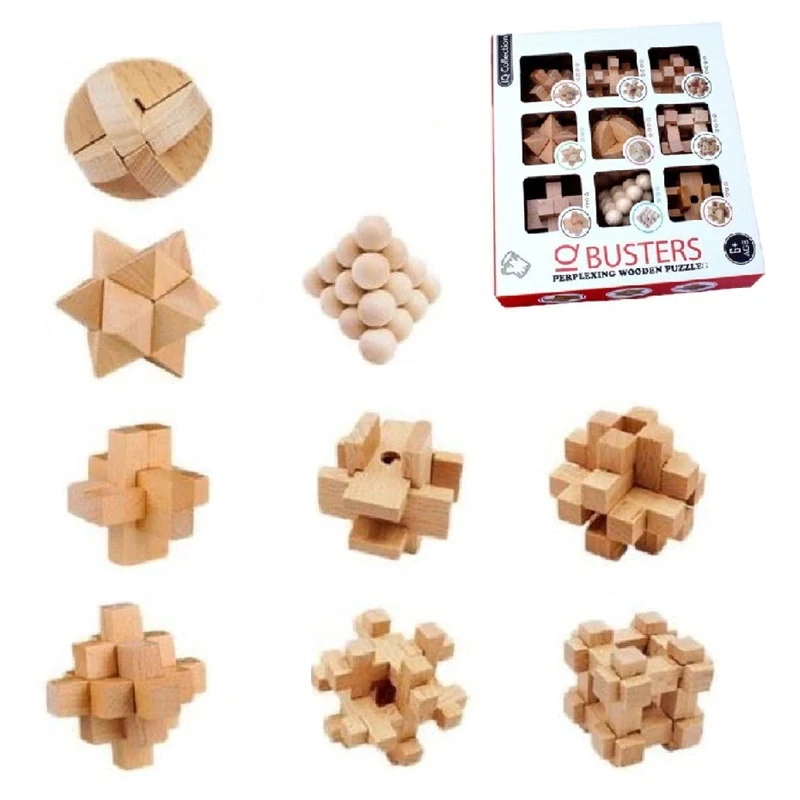 Sada dřevěných hlavolamů 9ks – IQ Collection