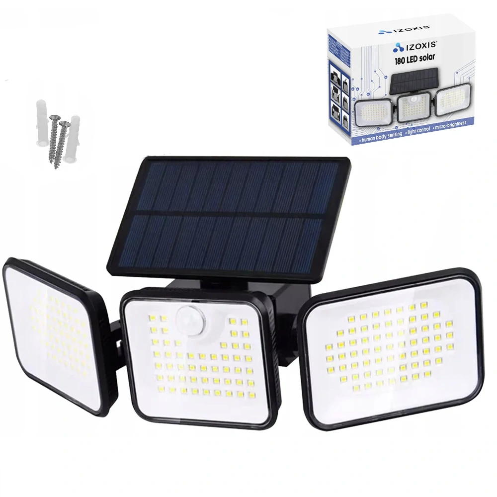 Solární výkonné venkovní osvětlení 180 LED lampa se senzorem pohybu - 24889