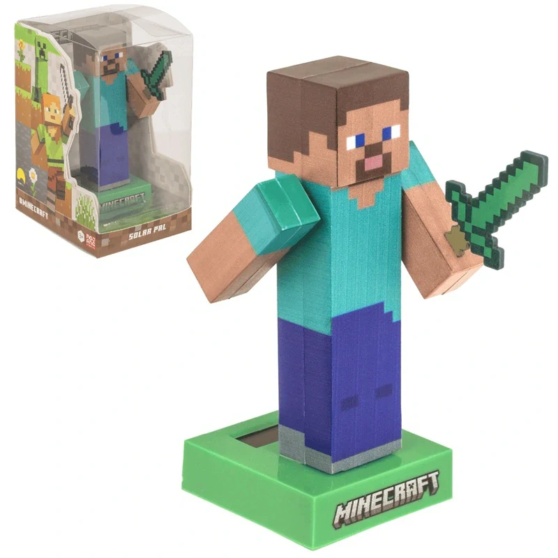 Solární figurka Minecraft Steve – pohyblivá dekorace pro fanoušky Minecraftu