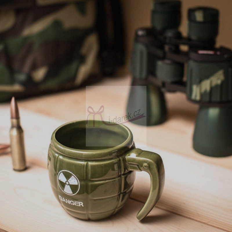 Military hrnek ve tvaru granátu DANGER - zelený