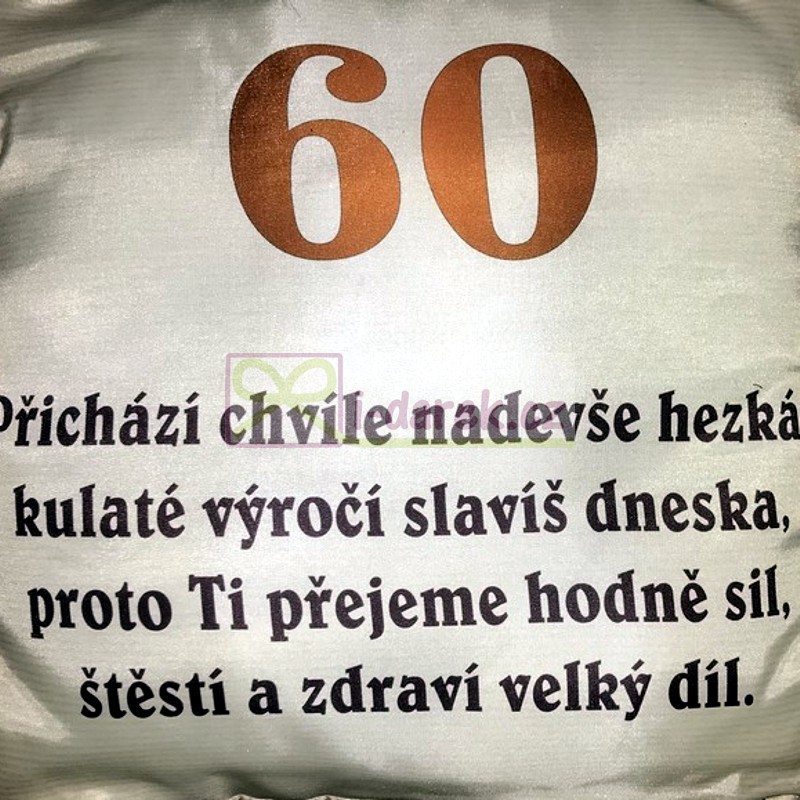 Polštářek jubileum PŘEKROČIL JSI 60 - k výročí pro muže