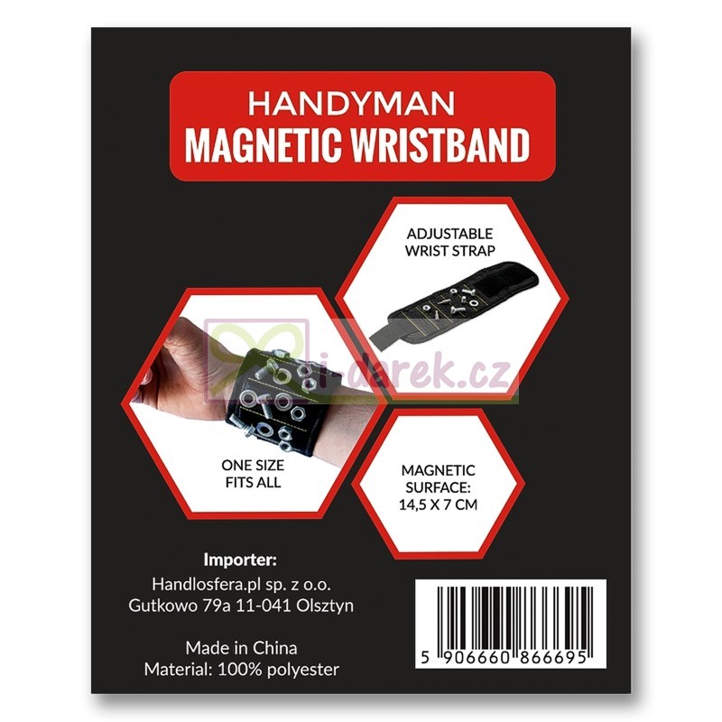 Magnetický náramek pro kutily 5 magnetů - černý