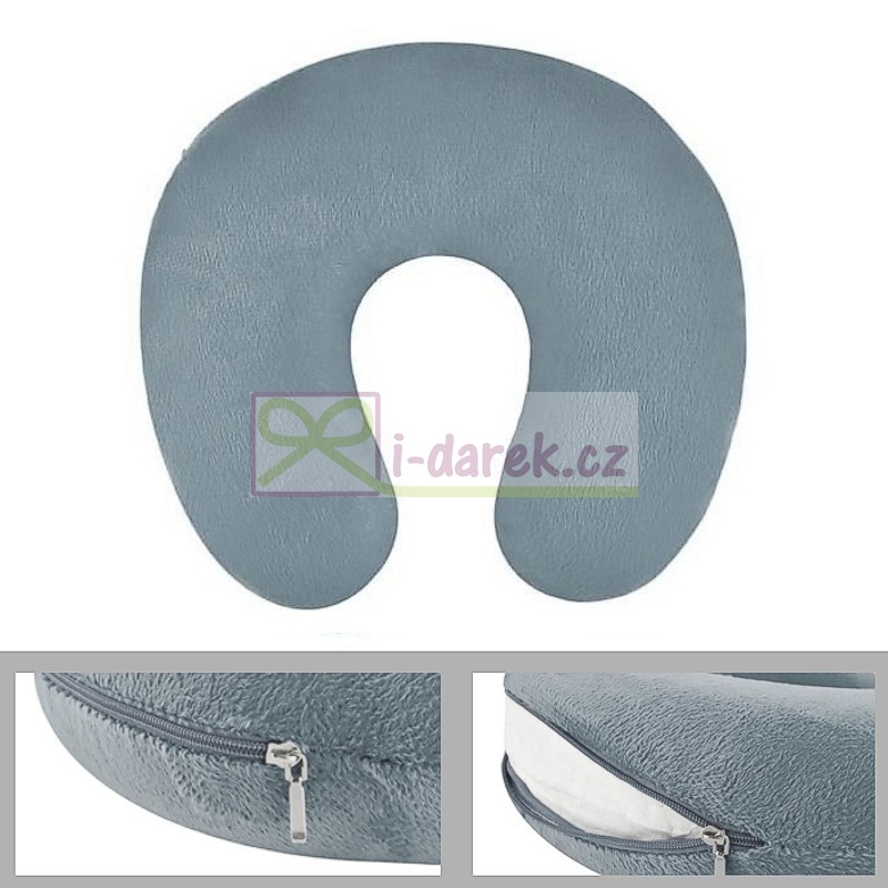 Cestovní krční polštář s paměťovou pěnou - šedý
