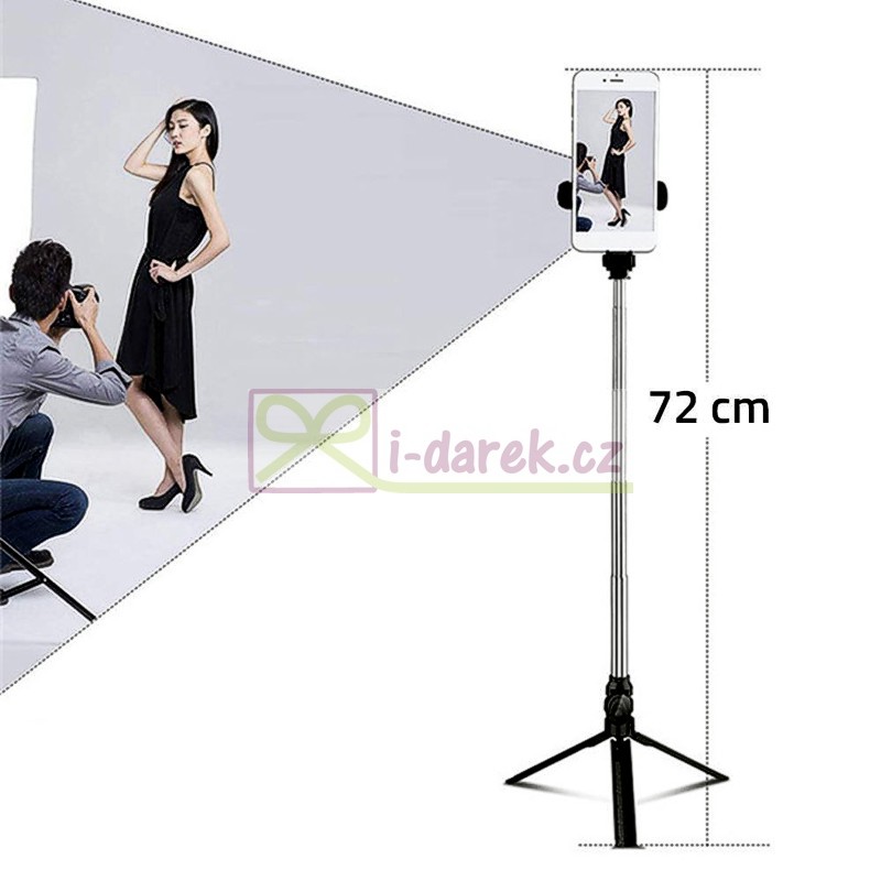 Selfie tyč se stativem 72cm s Bluetooth ovládáním
