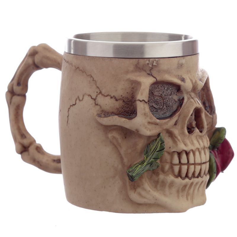 Korbel skull - Lebka s červenou růží