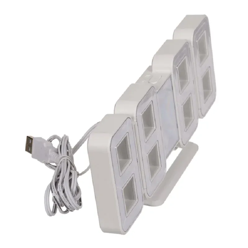 Plastické LED digitální hodiny s budíkem, 3 intenzity svícení - bílé