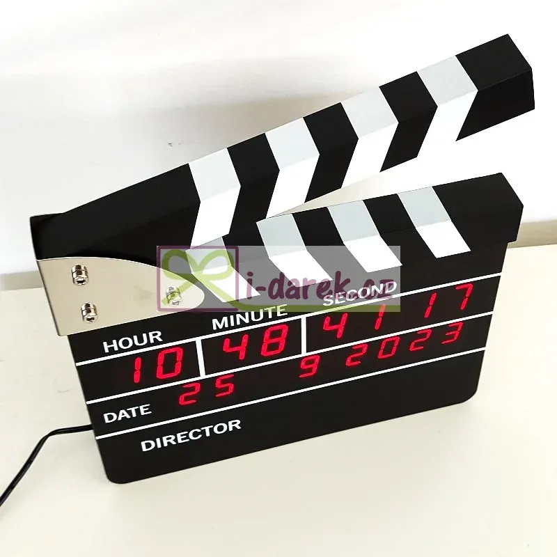 Digitální stolní hodiny – Filmová klapka