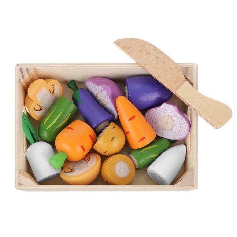 Dřevěná sada na řezání – zelenina v přepravce 9 dílů