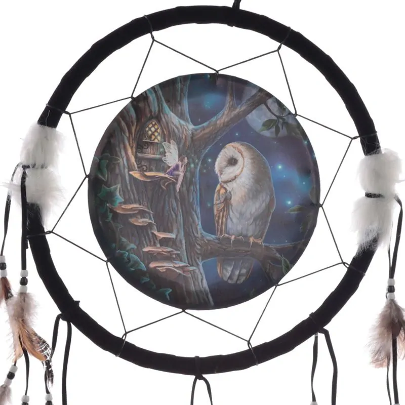 Velký fantasy lapač snů 33cm Lisa Parker - Pohádková víla a sova
