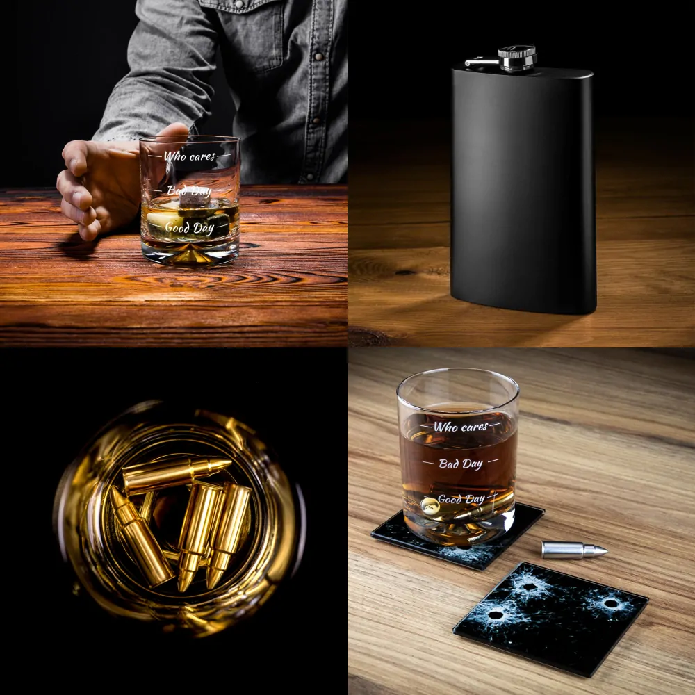 Whisky set v pouzdře pro hudebníky - placatka a skleničky s příslušenstvím