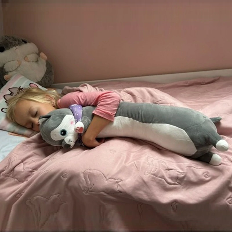 Dětský polštář dlouhý 70 cm pes - štěně Husky