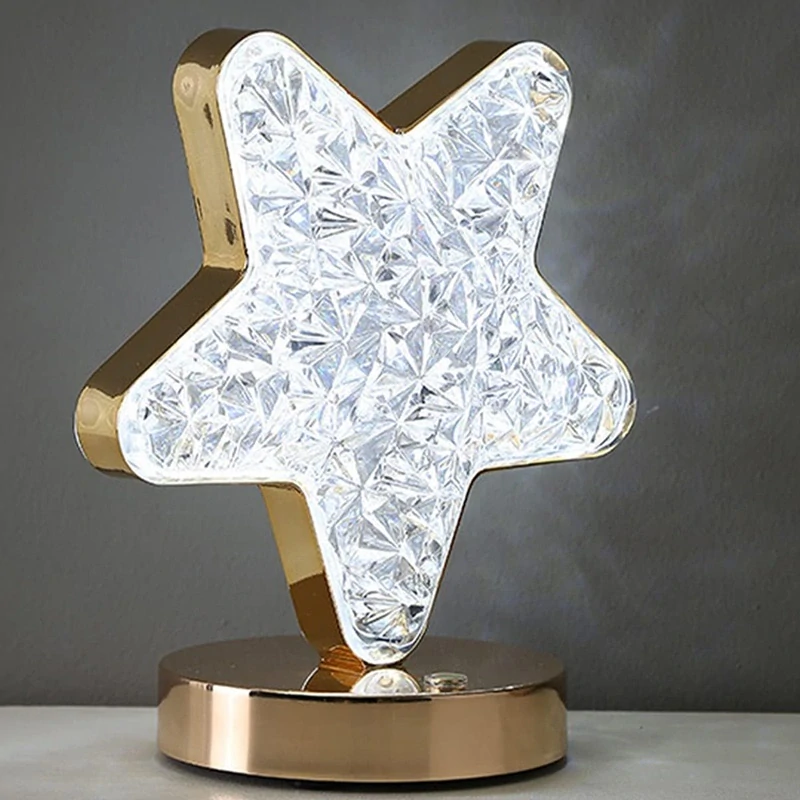 Zlatavá RGB lampička 17cm – KŘIŠŤÁLOVÁ HVĚZDA