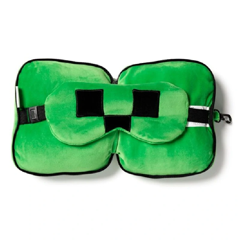 Dětský plyšový cestovní polštářek s maskou na oči - Minecraft Creeper