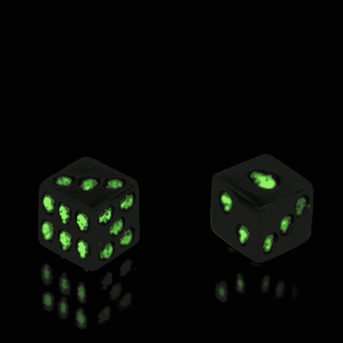 Svítící hrací kostky s lebkami 2ks - NEON Glow in the Dark