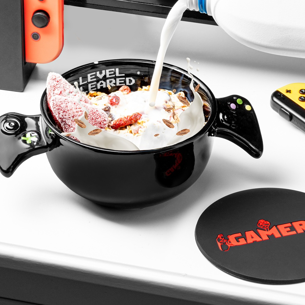 Miska pro hráče 700 ml s podtáckem – Gamer Level Cleared