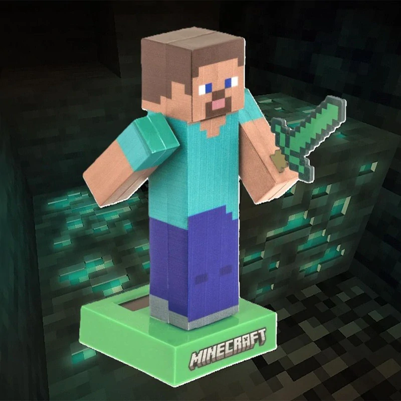Solární figurka Minecraft Steve – pohyblivá dekorace pro fanoušky Minecraftu