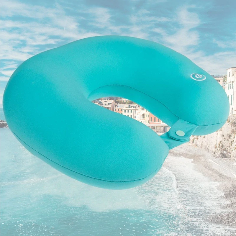 Masážní polštářek na krk světle tyrkysový – pro pohodlí na cestách