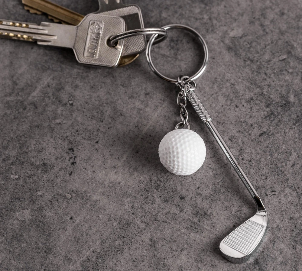 Přívěsek na klíče pro Golfisty – Golfový míček a hůl