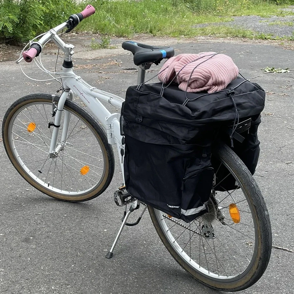 Oboustranná brašna na kolo Trizand 60 l voděodolná s pláštěnkou – pro cykloturistiku i každodenní jízdu