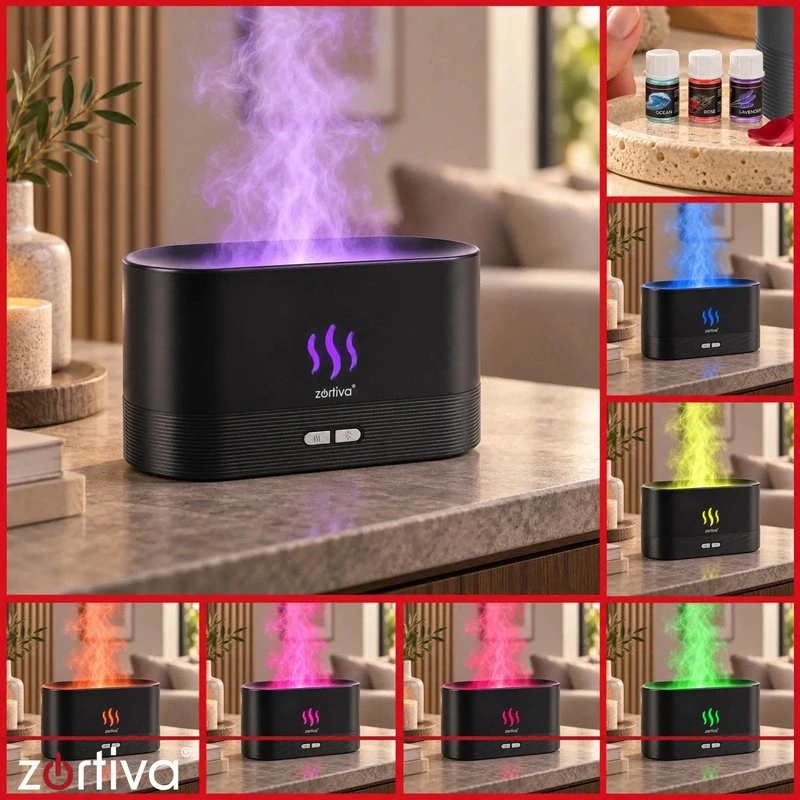 Aroma difuzér a zvlhčovač s efektem plamene Zortiva 180 ml
