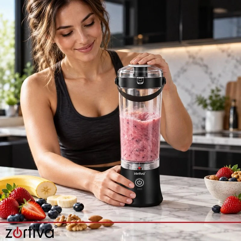 Přenosný mixér Zortiva ShakeWave 600 ml – USB-C, drtí led