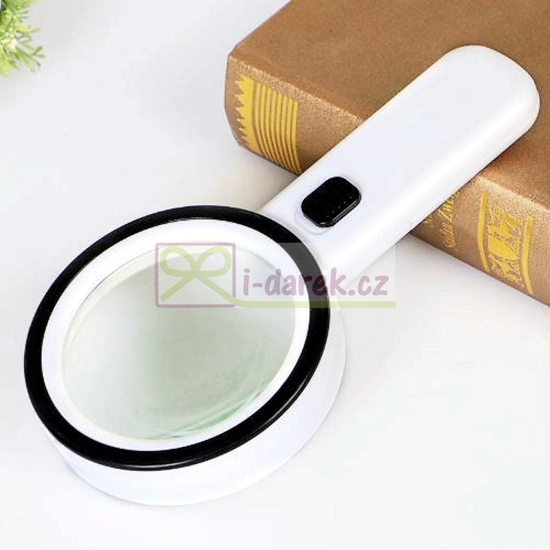 Velká lupa s 12 LED osvětlením - bílá