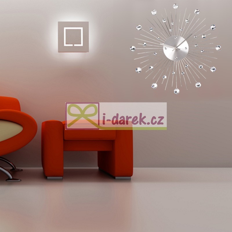 II. JAKOST - Kovové paprskové nástěnné hodiny s kamínky - 50cm (28119) - Na některých paprscích (tyčkách) je vidět pravděpodobně jemná rez