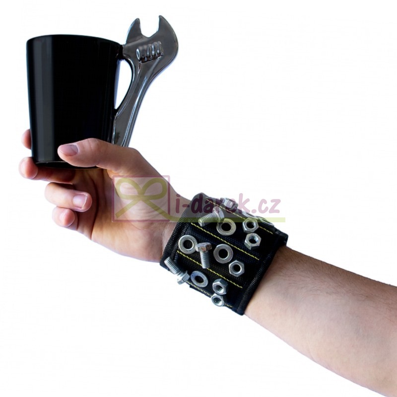 Magnetický náramek pro kutily 5 magnetů - černý