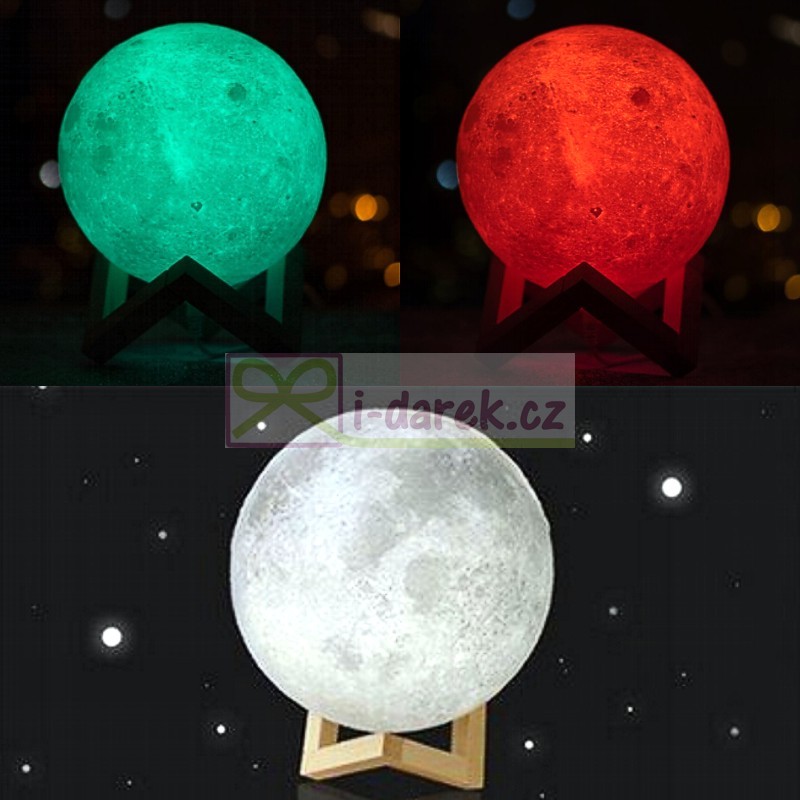 Lampička LUNA 15cm na dálkové ovládání, 16 barev, 5 režimů - svítící Měsíc
