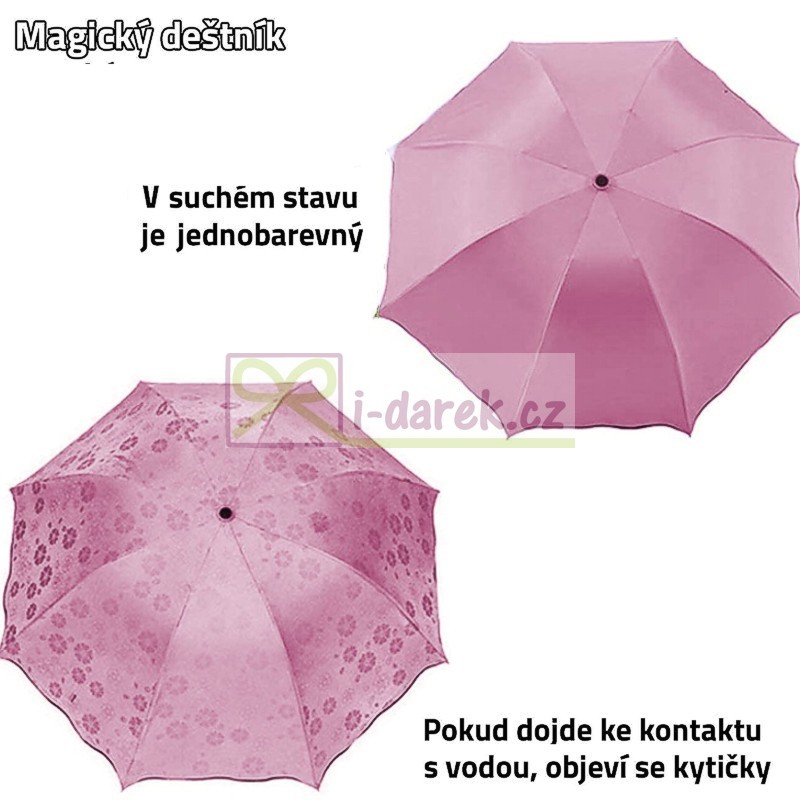 Skládací deštník s magickými květy - růžový