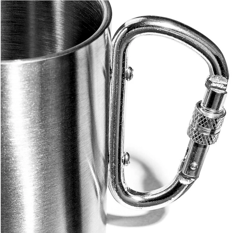 Chladící nerezový hrnek s karabinou - dvojitá stěna