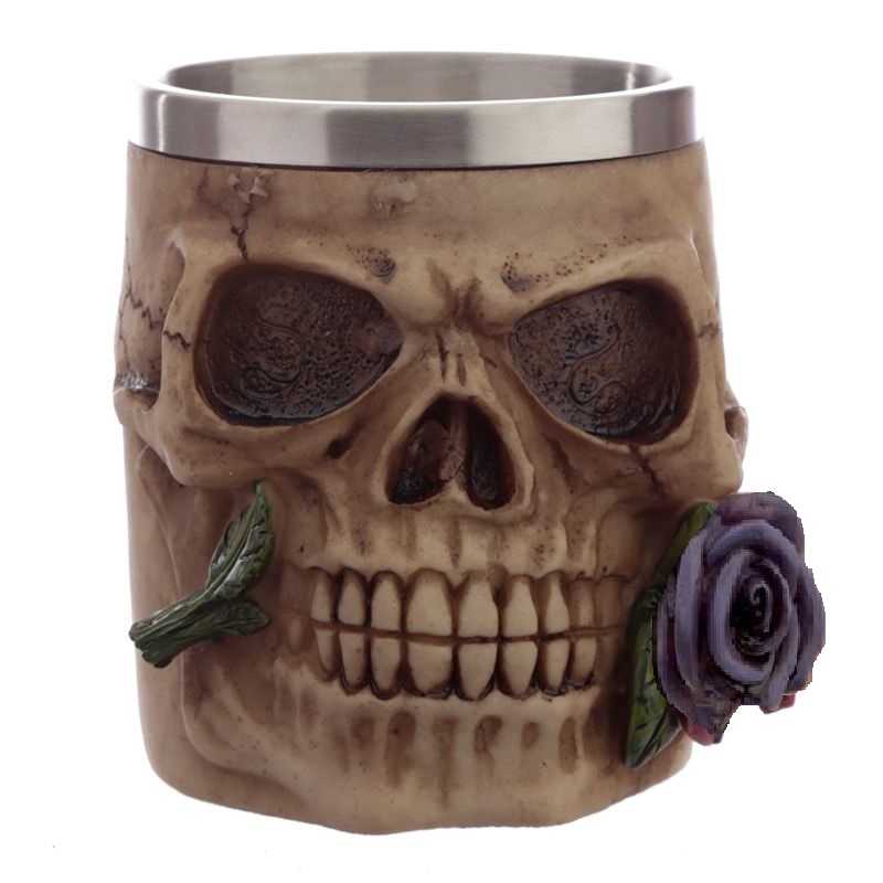 Korbel skull - Lebka s fialovou růží