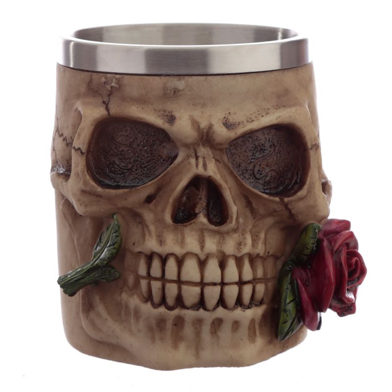 Korbel skull - Lebka s červenou růží