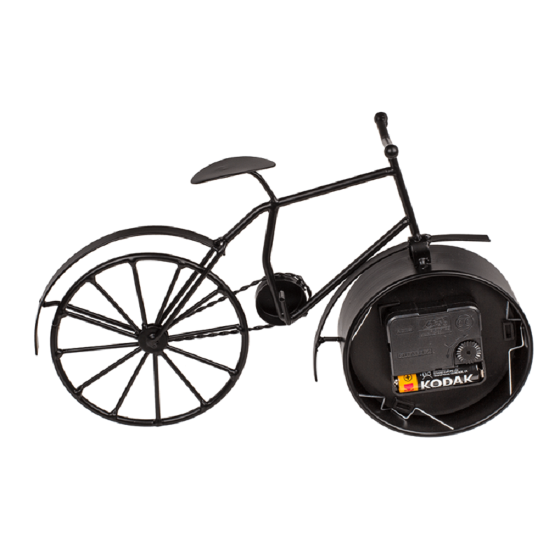 Černé kovové stolní hodiny 32 cm - Retro kolo