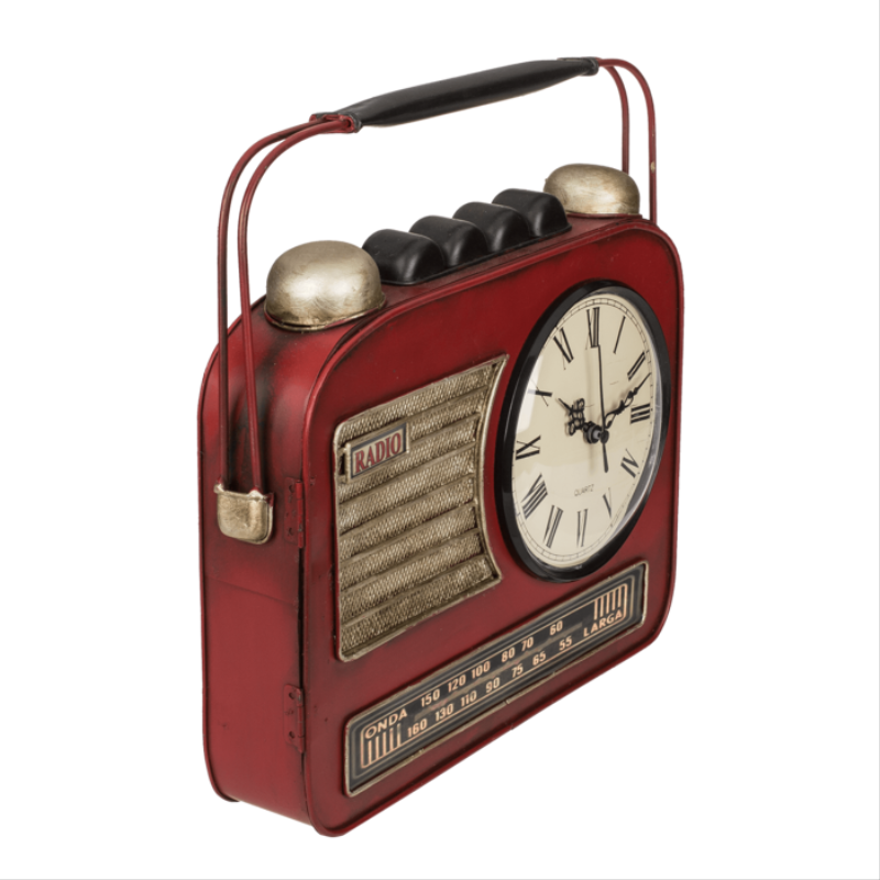 Kovová skříňka na klíče s nástěnnými hodinami – Retro rádio