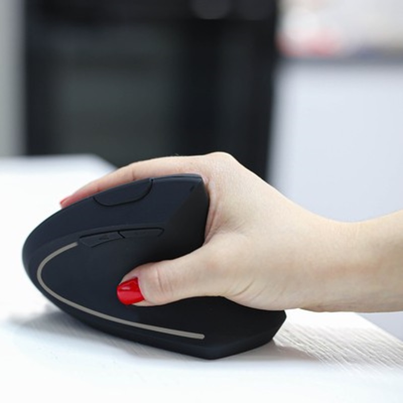 Ergonomická vertikální bezdrátová 2,4 GHz myš – černá