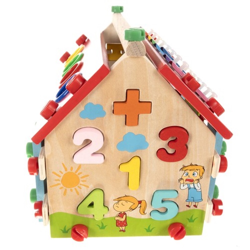 Dřevěný vzdělávací polyfunkční domek pro děti - 22564