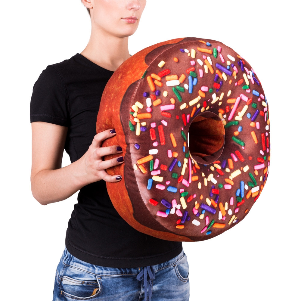 Velký polštář DONUT 45x17cm - Čokoládová poleva