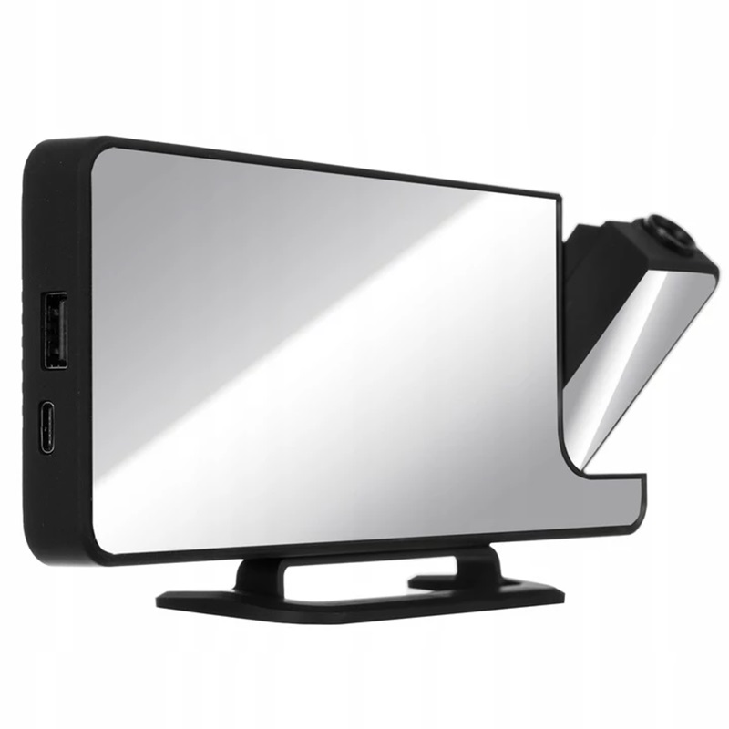 Zrcadlový LED digitální budík 4v1 s projekcí - černý
