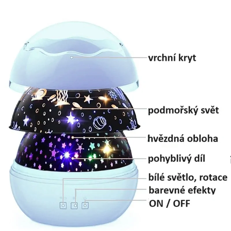 Rotující projektor noční obloha, mořský svět - MODRÝ 16858