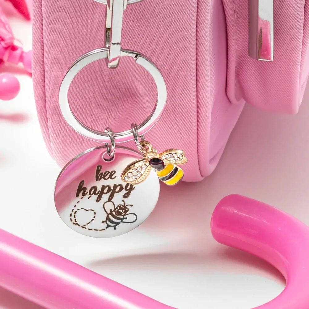 Přívěsek na klíče pro včelaře BEE HAPPY – Veselá včela