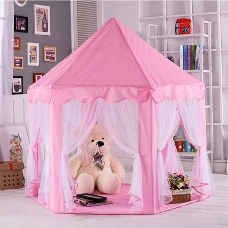 Růžový zámek pro princezny –  šestihranný stan