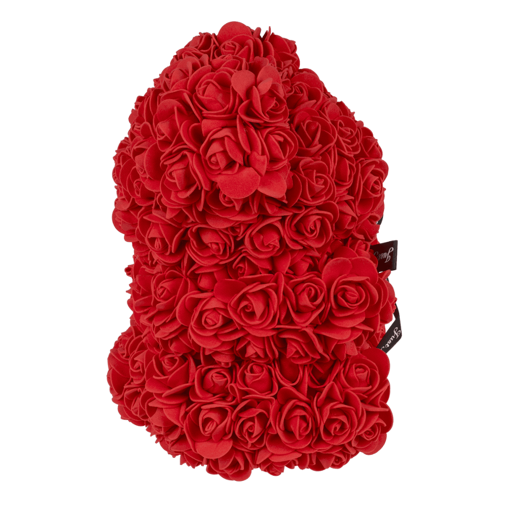 Medvídek z růží v dárkové krabičce 25cm – červený symbol lásky
