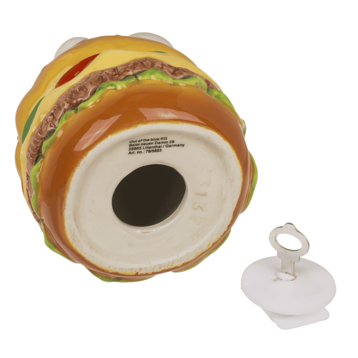 Pokladnička s očima - Hamburger kasička ve fastfood krabičce