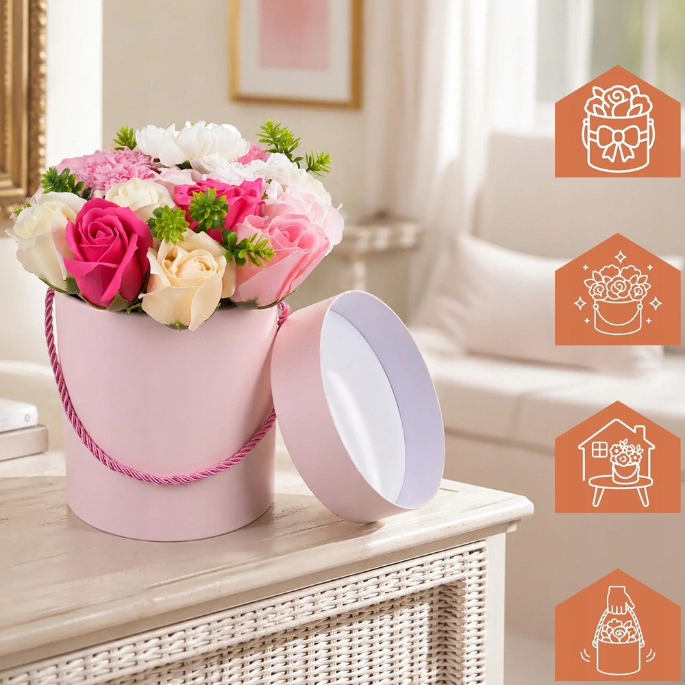 Růžový box plný nevadnoucích růží 27595 – elegantní dárek pro ženu