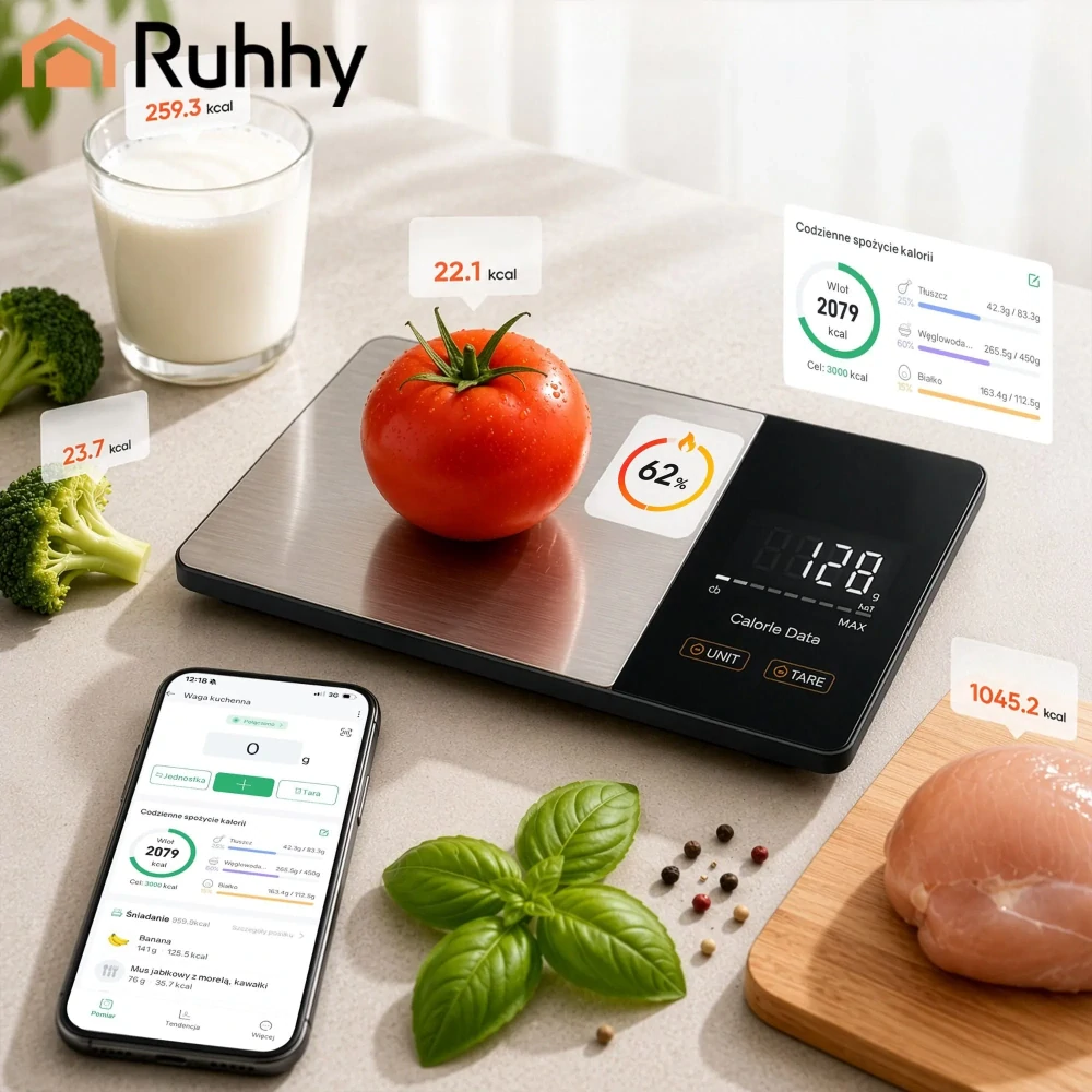 Chytrá kuchyňská váha pro fitness a zdravé vaření 24632 – nutriční hodnoty v aplikaci