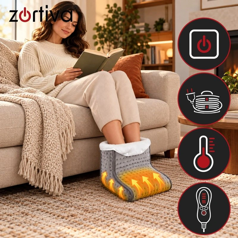 Elektrický ohřívač na obě nohy Zortiva 30 × 30 cm – časovač a 10 stupňů